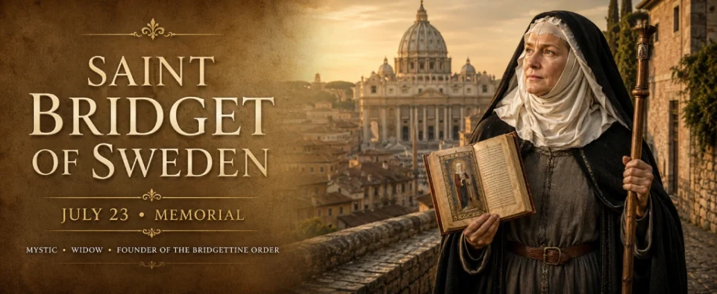 Saint Bridget of Sweden, medieval Catholic mystic, founder of the Bridgettine Order, and Co-Patroness of Europe.