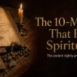 Antique Breviary, combat rosary, crucifix, and candle beside the title “The 10-Minute Habit That Prevents Spiritual Drift,” representing the Catholic nightly Examen prayer.