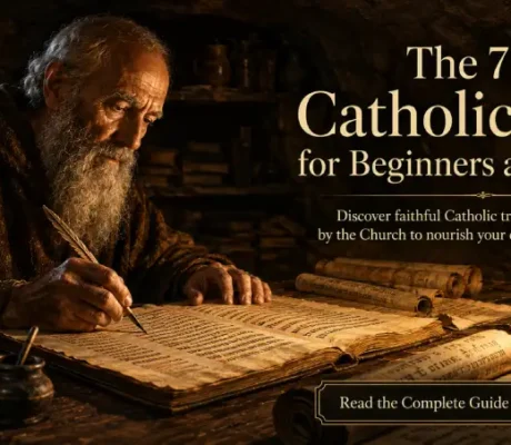 St. Jerome studying Scripture in his Bethlehem cave while writing a Latin manuscript